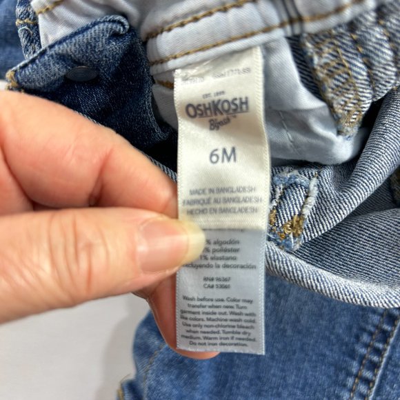 Oshkosh Childrens Bib Overalls Size 6M Denim Snap Legs Stretch Cotton Blend 2019 - Picture 3 of 5